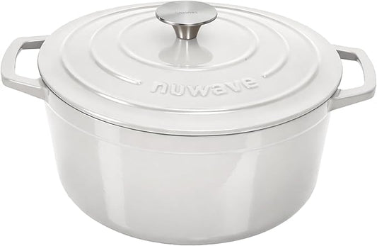 Nuwave 6QT Healthy Enameled Cast Iron Dutch Oven Pot with Lid, Heavy Duty 7-Layer Enamel, Enhanced Rust Protection, Dual Handles, Oven Safe to 500°F for Sourdough Bread Baking, Braise, Stew, Roast