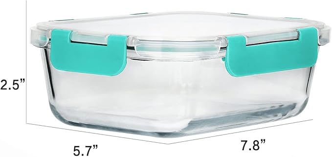 MCIRCO 8-Pack 30 oz Glass Meal Prep Containers - Airtight Glass Lunch Containers with Lids, Microwave, Oven, Freezer & Dishwasher Safe, Green - Image 2
