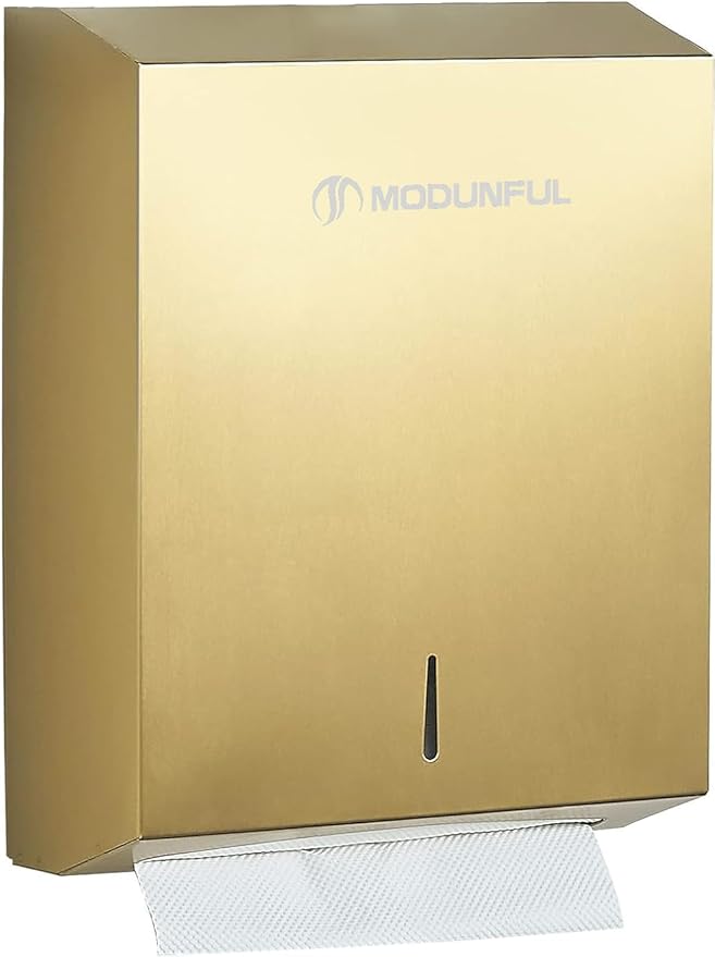 Commercial Paper Towel Dispenser Gold - Multifold Paper Towel Dispenser Wall Mount, High Capacity Stainless Steel Tissue Holder, Suitable for Bathrooms and Public Places by modunfulbathroom