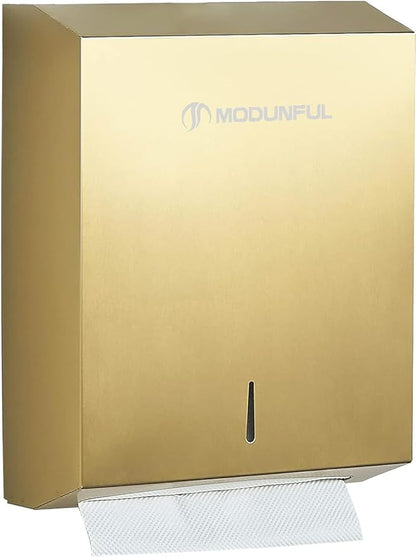 Commercial Paper Towel Dispenser Gold - Multifold Paper Towel Dispenser Wall Mount, High Capacity Stainless Steel Tissue Holder, Suitable for Bathrooms and Public Places by modunfulbathroom