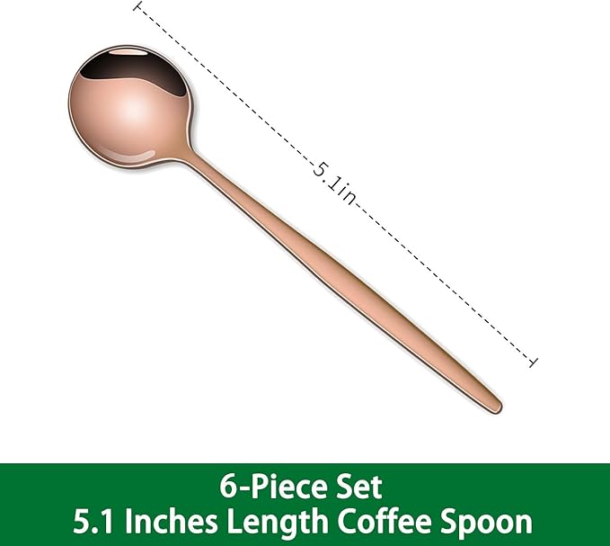 5.1Inch Stainless Steel Coffee & Tea Spoons Set,Rose Gold Teaspoon,Small Spoons For Dessert or Tea,Espresso Spoon For Cafe - Image 2