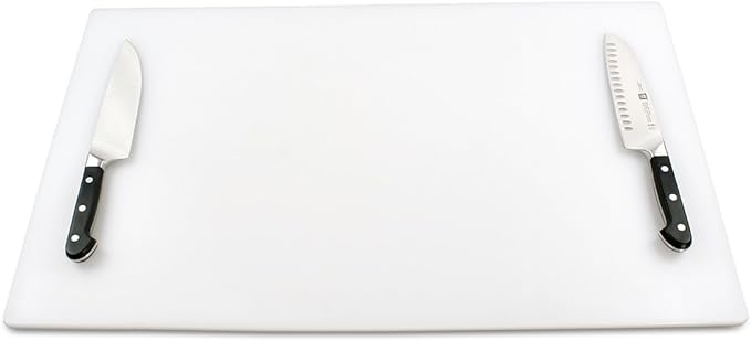 Big 30 x 18 Plastic Cutting Board - 3/4 Inch Thick for Meat, Game and Fish - Commercial Grade HDPP Poly with NSF Stamp, Weighs 13 Pounds, White