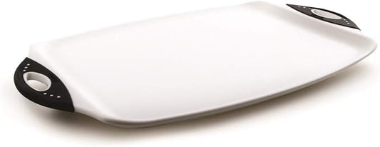 Dexas Chop & Serve Cutting Board, 12.5 by 20 inches, White with Black Handles (329-32-25) by Dexas