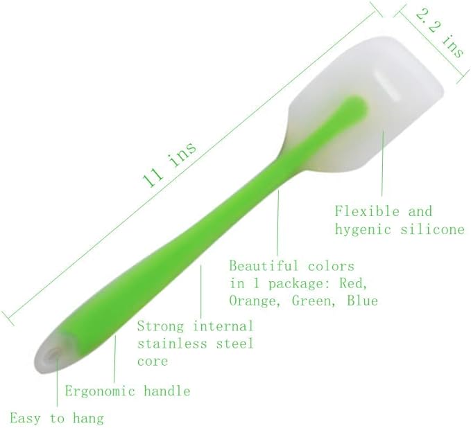 HiramWare Silicone Spatula Set of 4 - Heat Resistant Flexible Spatula 450F with Stainless Steel Core - Food Grade Premium Good Grip Kitchen Utensils - Seamless, Heavy Duty, BPA Free, Dishwasher Safe - Image 3