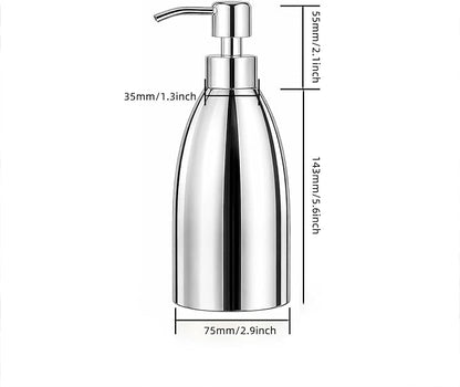 304 Stainless Steel Soap Dispenser 16oz Rust-Proof Liquid Soap Pump Bottle for Kitchen or Bathroom Countertop Hand Dish Lotion Leak-Proof (Mirror Stainless Steel)