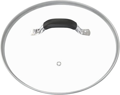12 Inch Tempered Glass Pot Lid Compatible with 12” Lodge Cast Iron Skillets and 7 Quart Dutch Ovens - Designed with Steam Vent Hole and Heat Resistant Handle