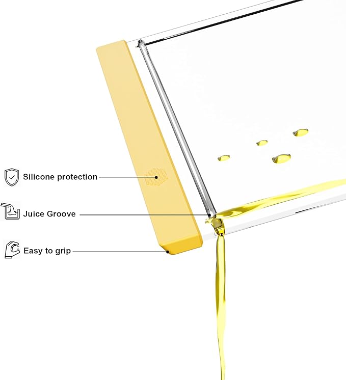 Tempered Glass Cutting Board Set for Kitchen Counter - Dishwasher Safe with Juice Grooves, Non-Slip Silicone Edges & Beveled Grip - 16"x12" & 12"x8" Serving Tray (Yellow)
