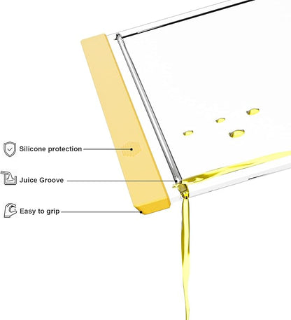 Tempered Glass Cutting Board Set for Kitchen Counter - Dishwasher Safe with Juice Grooves, Non-Slip Silicone Edges & Beveled Grip - 16"x12" & 12"x8" Serving Tray (Yellow)