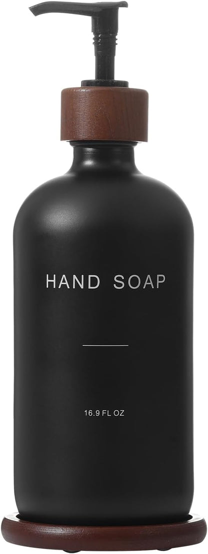 Black Soap Dispenser, Refillable Hand Soap Dispenser with Tray, Suitable for Bathroom Soap Dispenser, Soap Dispenser for Kitchen Sink, Modern Home Decor. (Black)