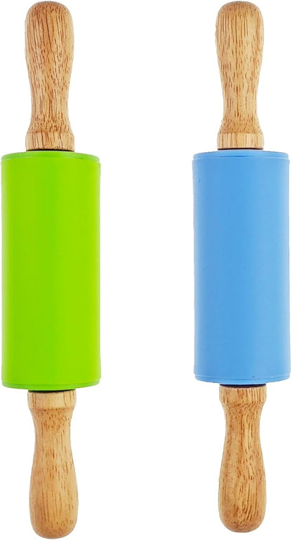 2 Pack Small Rolling Pin for Kids, Kids Rolling Pin for Home Kitchen (9 Inch) by Miokun