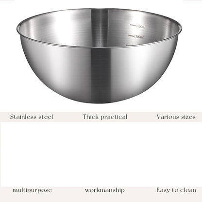 Stainless Steel Salad Bowls Set of 2 Mixing Bowl with Measurement Markings Snacks Bowls, 4.23 Quart Serving Bowls for Mixing, Cooking, Baking, Prepping and Home Kitchen Food Storage Bowls