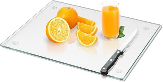 Mymonfif Tempered Glass Cutting Board for Kitchen, Clear Glass Board for Countertop, with Non-Slip Feet, Heat Resistant, Extra Large Size 18x24" 1Pcs by Mymonfif
