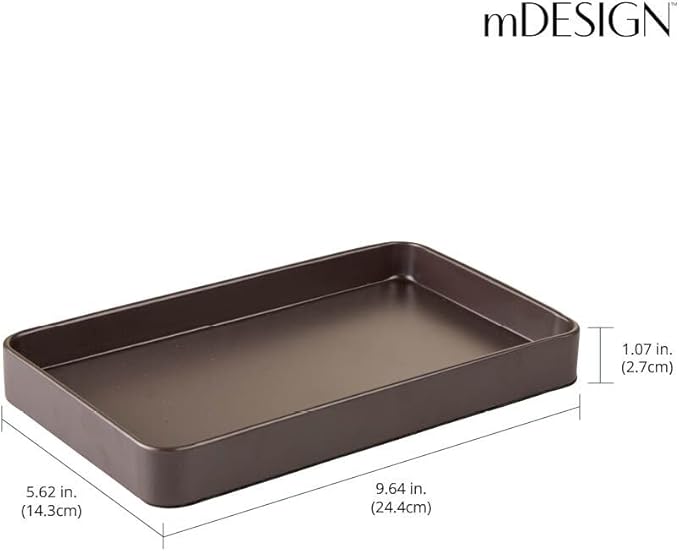 mDesign Modern Decorative Metal Guest Hand Towel Tray Holder Organizer for Disposable Paper Napkins, Jewelry, Makeup - Bathroom Vanity Sink Counter Organization - Unity Collection - Matte Brown