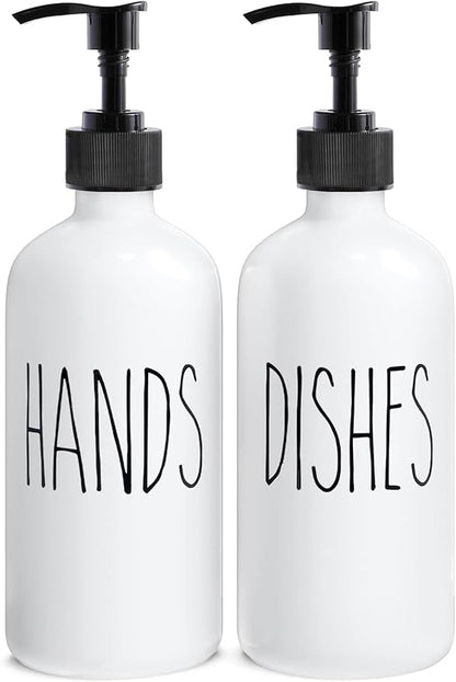 MOMEEMO Soap Dispenser Set 2 Pack, Contains Dish and Hand Soap Dispenser. (White)