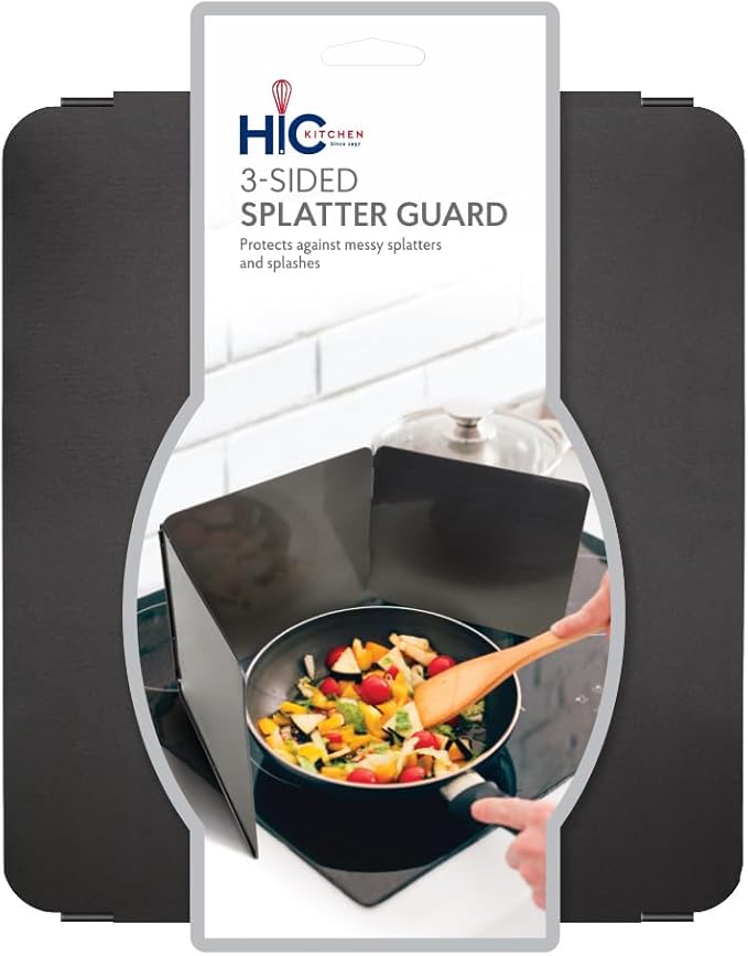 HIC Kitchen 3-Sided Splatter Guard, Non-Stick Carbon Steel, Heat Safe, Set of 2, Folds Flat For Storage, Fits Up To 10.5-Inch Pans And Bowls - Image 7