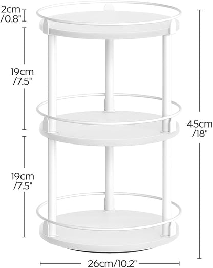 YATINEY Spice Rack, Set of 2 Lazy Susan Organizer, 3-Tier Turntable Organizer For Cabinet, Compact and Versatile, for Kitchen Countertop, White SR23L2WW