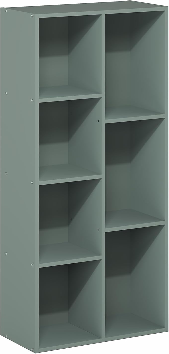 Furinno LUDER Book Shelf, 7-Cube Bookshelf, Bookcase with Open Shelves, 9.4 x 19.5 x 41.7, Easy Assembly, for Living Room, Bedroom, Home Office, Sage Green - Image 6