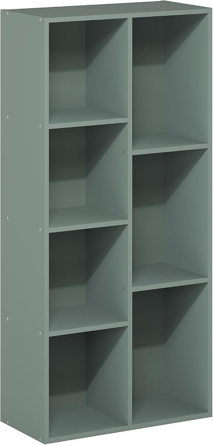 Furinno LUDER Book Shelf, 7-Cube Bookshelf, Bookcase with Open Shelves, 9.4 x 19.5 x 41.7, Easy Assembly, for Living Room, Bedroom, Home Office, Sage Green - Image 6