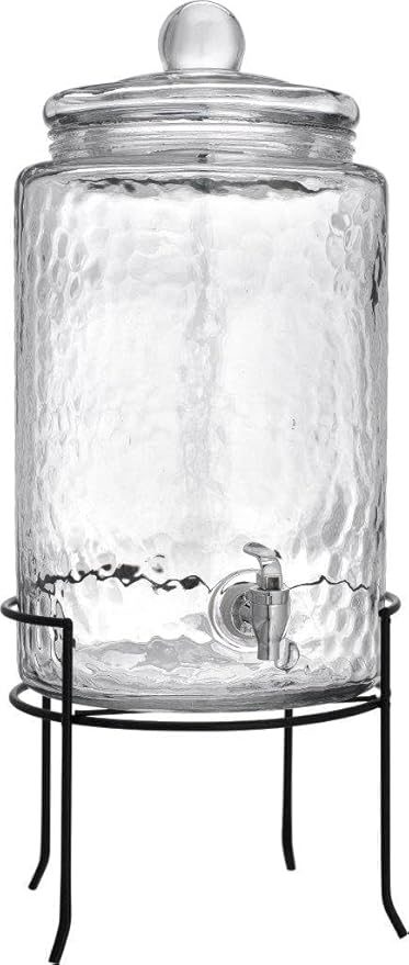 MosJos 3 Gallon Glass Drink Dispenser with Metal Stand & Lid – Hammered Beverage Dispenser with Leakproof Spigot, Wide Mouth for Easy Fill – Ideal for Parties, Lemonade, Iced Tea, Sangria & More - Image 6