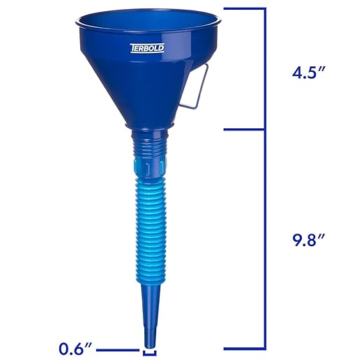 Automotive Flex Funnel with Hose & Mesh Filter (2-Pack) – Wide Mouth Oil Funnel for Gas & Transmission Fluid – Color Coded Flexible Set for Garage & Emergency Kit (Black & Blue) - Image 7