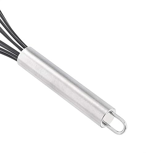 Amazon Basics Stainless Steel and Silicone Non-Stick Coated Whisk Set for Beating and Whisking, Dishwasher Safe, 8", 10", and 12", Pack of 3, Black - Image 4