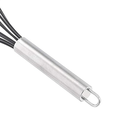 Amazon Basics Stainless Steel and Silicone Non-Stick Coated Whisk Set for Beating and Whisking, Dishwasher Safe, 8", 10", and 12", Pack of 3, Black - Image 4