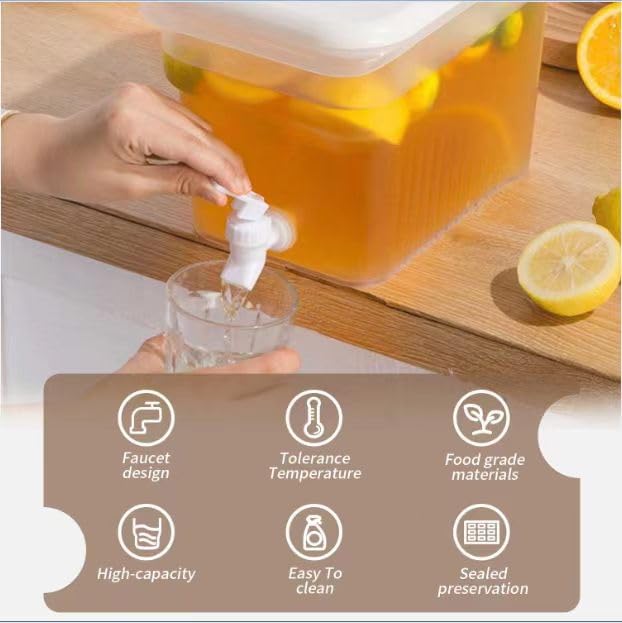 BEWBBAT 2 Pack 1.3 Gallon Fridge Drink Dispenser with Spigot, Leak-proof Plastic Beverage Drink Dispenser Refrigerator Iced Juice Lemonade Dispenser For Party, Bar - Image 9