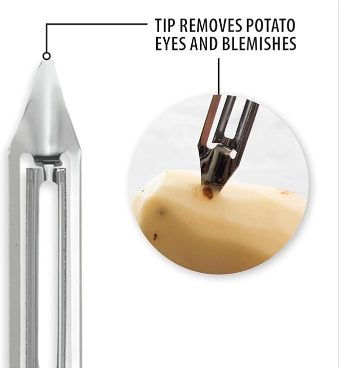Rada Cutlery Vegetable Peeler (R132), 1.75" Stainless Steel Swiveling Blade, Silver Handle - Image 3