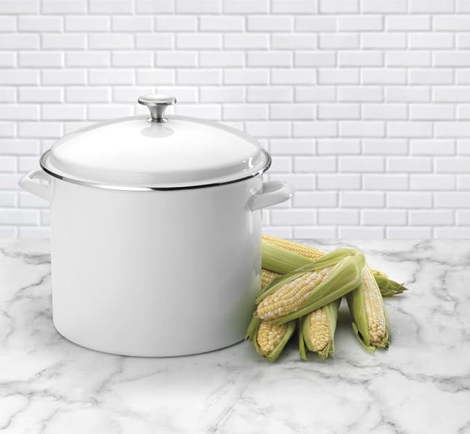 Cuisinart Enamel Stockpot with Cover, 16-Quart, White - Image 3