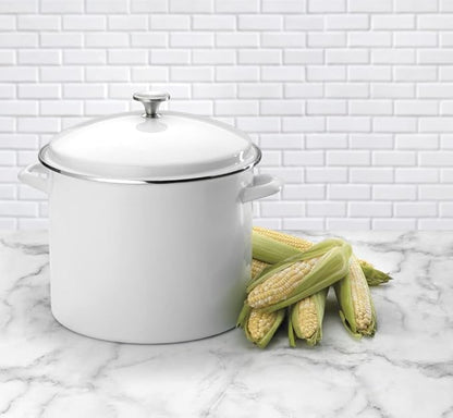 Cuisinart Enamel Stockpot with Cover, 16-Quart, White - Image 3
