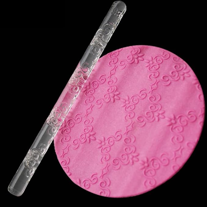 Rengue Acrylic Rolling Pin with 28 Patterns, Compliant Material Comfortable Grip, 6.3 by 0.4 Inch Lightweight for Dough and Pastry Number 4