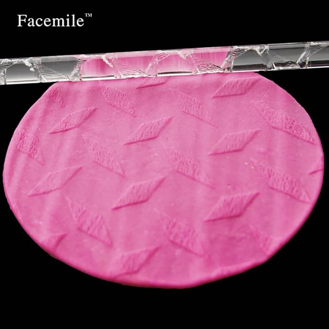 Rengue Acrylic Rolling Pin with 28 Patterns, Compliant Material, Comfortable Grip, 16 X 1 Cm, Lightweight for Dough and Pastry Acrylic Rolling Pin with 28 Patterns, Nan Kitchen (#17)
