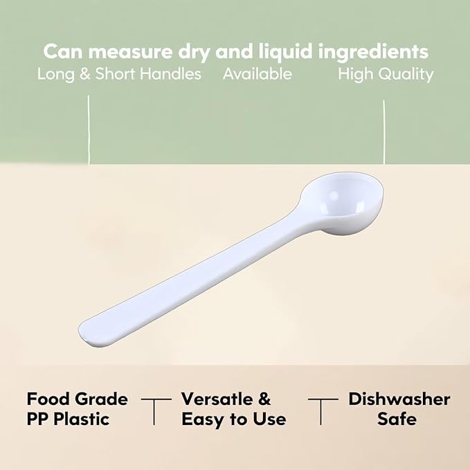 1g/2ml Measuring-Spoons Scoop for Creatine,Powders,Cooking,Recipes,Lab,Food Grade PP Material,BPA-free,Meets FDA Standards，2-Packs(With milliliter scale marking) White