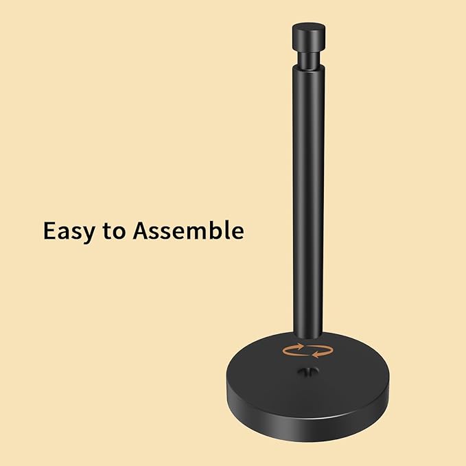 YUMORE Paper Towel Holder Countertop, Black Paper Towel Holder with Weighted Base Non Slip, Standing Paper Towel Roll Holder for Kitchen Bathroom, Stainles Steel (Matte Black) - Image 8