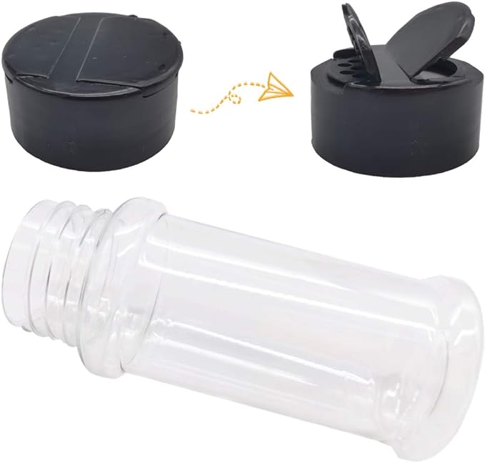OJYUDD 16 Pack 3.4oz/100ml Plastic Spice Bottles Set,Empty Seasoning Containers with Black Cap,Clear Reusable Containers Jars for Spice,Herbs,Powders,Glitters - Image 4