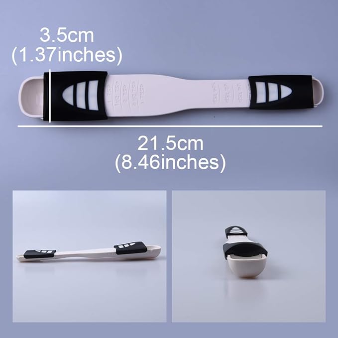 Adjustable Measuring Spoon White,Creative Double End Adjustable Scale, Eight Stalls Measuring Spoon,Measuring Dry/Semi-Liquid Ingredients,Metering Spoon for Baking,Cooking,Coffee,Sugar,Salt,Powder. - Image 5