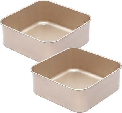 8 Inch Square Baking Pans Set, 2 Pieces Nonstick Cookie Sheet Pan, 3" Deep Commercial Carbon Steel Jelly Roll Tray, Non Toxic Bakeware For Oven Bake, Easy Clean