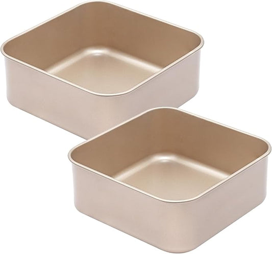 8 Inch Square Baking Pans Set, 2 Pieces Nonstick Cookie Sheet Pan, 3" Deep Commercial Carbon Steel Jelly Roll Tray, Non Toxic Bakeware For Oven Bake, Easy Clean