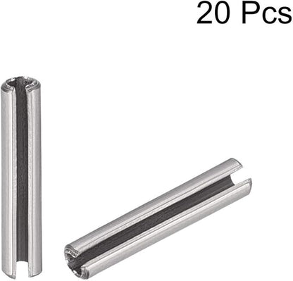 uxcell Slotted Spring Pin - M1.5 x 8mm 304 Stainless Steel Split Spring Roll Dowel Pins Plain Finish 20Pcs