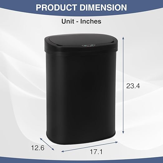 PayLessHere | 13 Gallon Stainless Steel Trash Can | Black | Automatic Touchless Lid with Motion Sensor | Kitchen Garbage Can with Waterproof Design | for Home, Office, Bathroom | Pack of 1 - Image 7