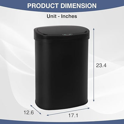 PayLessHere | 13 Gallon Stainless Steel Trash Can | Black | Automatic Touchless Lid with Motion Sensor | Kitchen Garbage Can with Waterproof Design | for Home, Office, Bathroom | Pack of 1 - Image 7