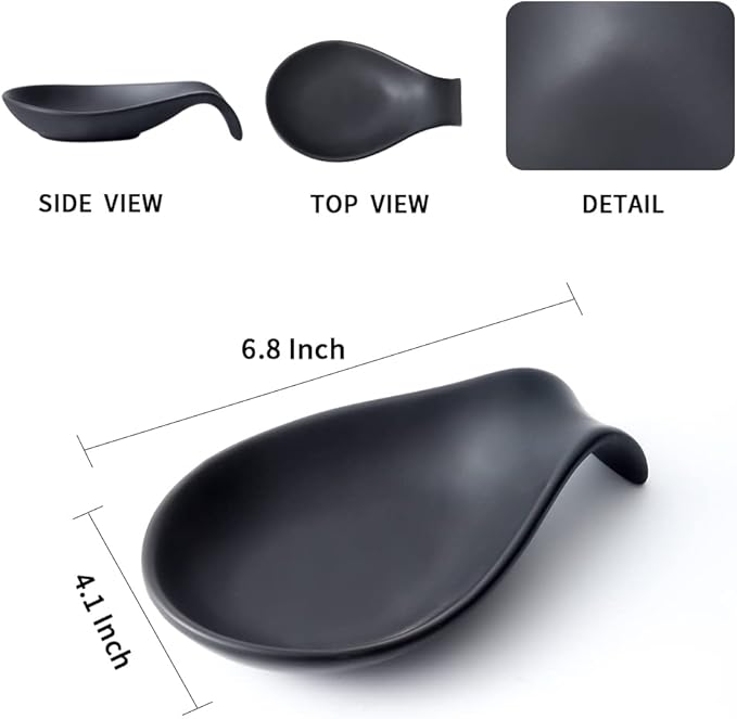 Nihow Pot Lid Holder and Spoon Rest for Kitchen Counter/Stove Top While Cooking - Heat Resistant & Dishwasher Safe - Elegant Matte Black Sets - Image 3