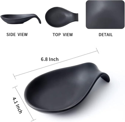 Nihow Pot Lid Holder and Spoon Rest for Kitchen Counter/Stove Top While Cooking - Heat Resistant & Dishwasher Safe - Elegant Matte Black Sets - Image 3