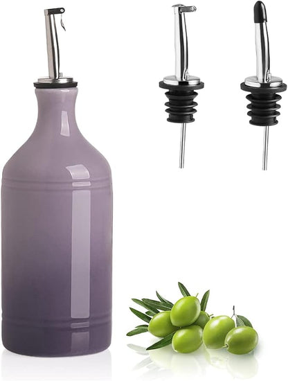 Sweejar Ceramic Olive Oil Dispenser Bottle, Opaque Oil Cruet Protects to Reduce Oxidation, Suitable for Storage Vinegar, Coffee Syrups & Other Liquids, Pack of 1, 15.5 Fl Oz(Gradient Purple) by Sweejarco1949