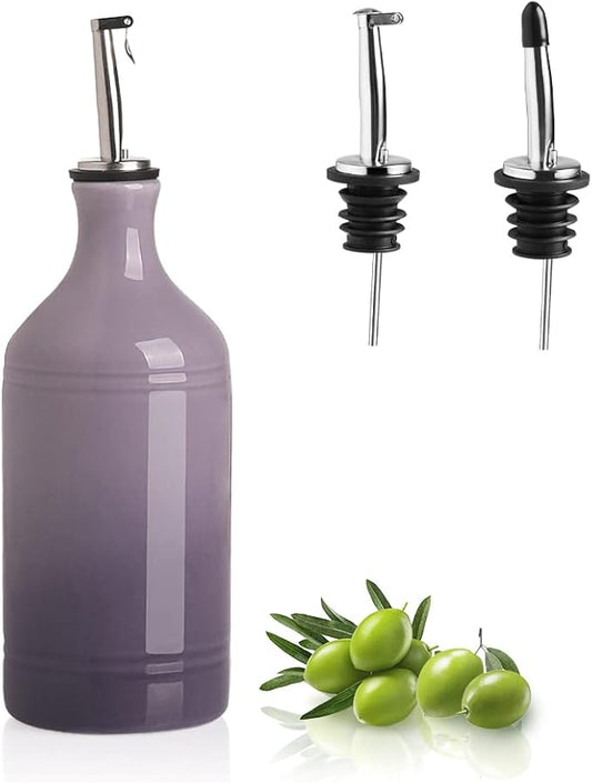 Sweejar Ceramic Olive Oil Dispenser Bottle, Opaque Oil Cruet Protects to Reduce Oxidation, Suitable for Storage Vinegar, Coffee Syrups & Other Liquids, Pack of 1, 15.5 Fl Oz(Gradient Purple) by Sweejarco1949