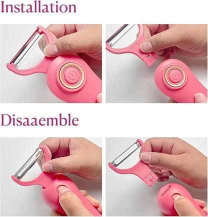 3-in-1 Electric Peeler | Auto Blade for Fruits/Vegetables | 3 Interchangeable Blades | Type-C Charging,Battery Capacity 1500 mAh | Kitchen, Travel, Camping - Image 4