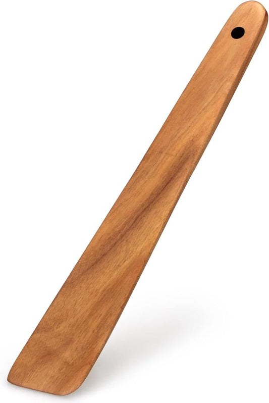 12 Inch Teak Wood Spatula for Cooking Non Toxic Kitchen Utensil Scraper Spurtle Kitchen Tools Flat Wooden Egg Flipper Spatulas Turner Cooking Spoon Bamboo Spatula Turner Cast Iron Sourdough Stirrer