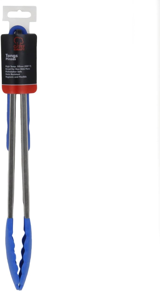 Chef Craft Premium Silicone Cooking Tongs, 12 inch, Blue - Image 2