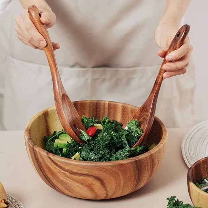 Wooden Utensils for Cooking, 7pcs Natural Acacia Wood kitchen utensils set with Holder For Cooking Utensil set Wooden Spoons Spurtle Spatula For Cooing Non-Stick Pan - Image 4