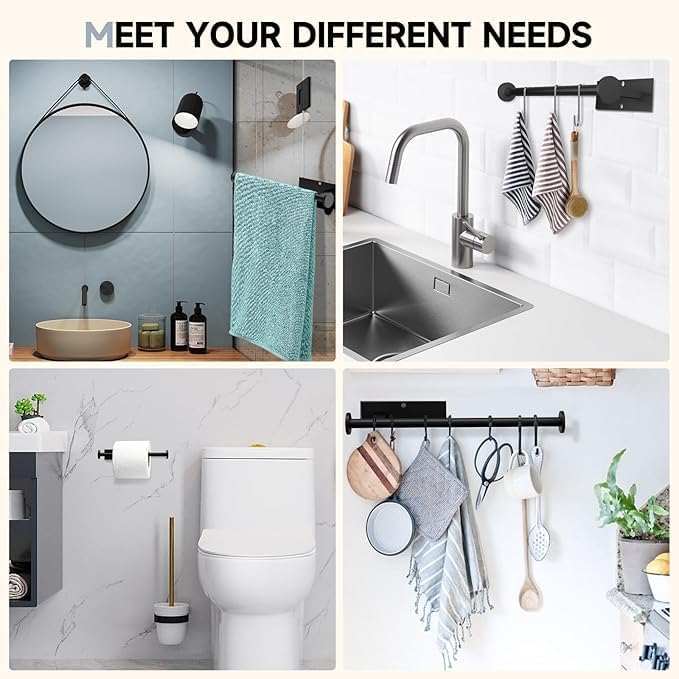 Paper Towel Holder Wall Mount - Self Adhesive No Drill or Drilling, SUS304 Stainless Steel - Kitchen, Bathroom, Sink, Pantry, Fridge(Black) - Image 5